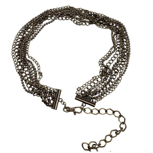 Multi Strand Beaded Curb Link Chain Belt Adjustable Lobster Closure 41 Inches